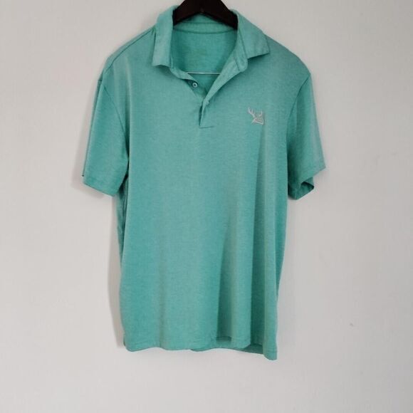 Golf Moose Logo Link Tagless Soul Men M Polo Shirt Teal Beach Travel Casual Y2K - Picture 2 of 5